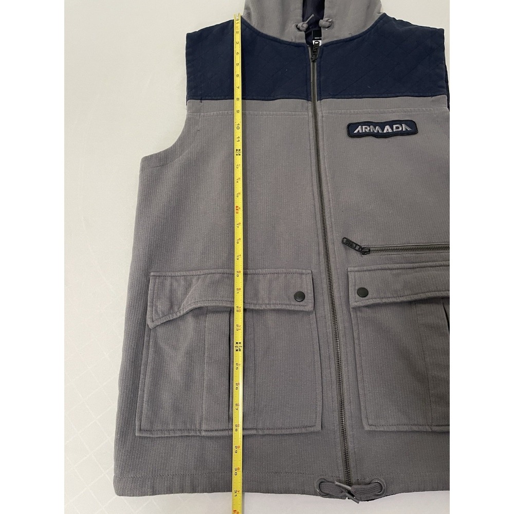 Armada Irwin Hooded Vest L Mens Gray Blue Zip Snowboard Winter - Picture 5 of 6